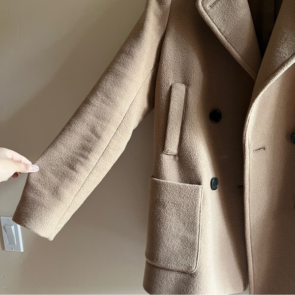 Uniqlo Beige Brown wool peacoat winter Coat preppy old money cottage academia - Picture 7 of 12